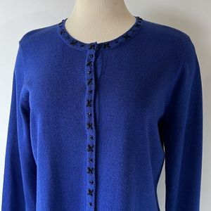 Emma James Sweater Royal Flush front snap sweater M New